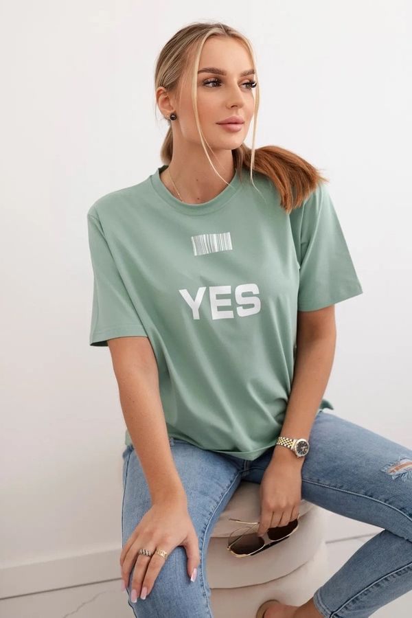 Kesi Cotton blouse with print Yes/No dark mint