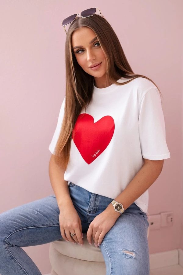 Kesi Cotton blouse with white heart print