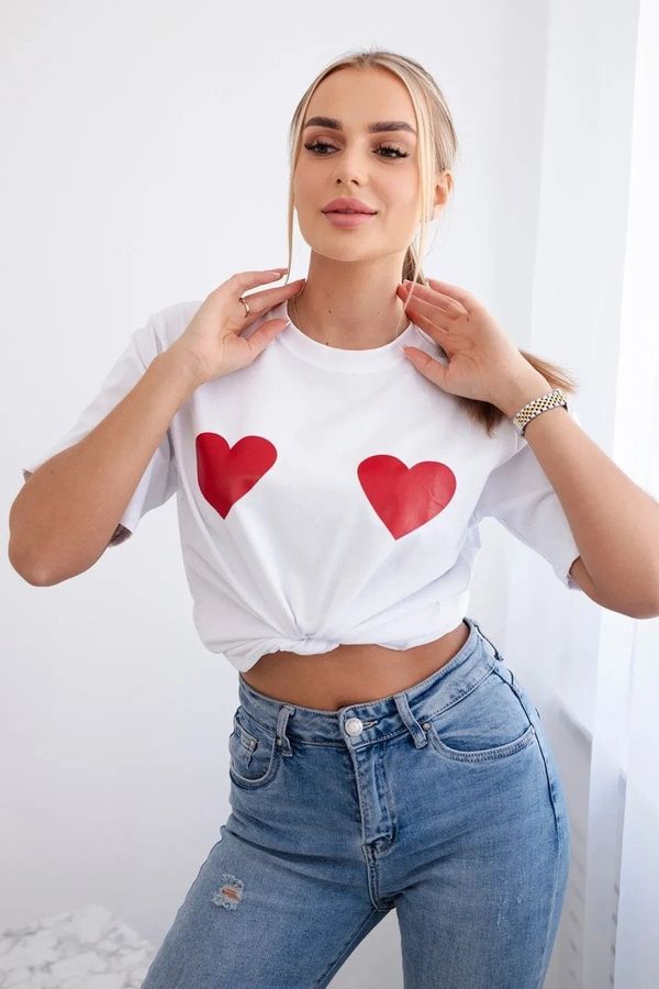 Kesi Cotton blouse with white heart print