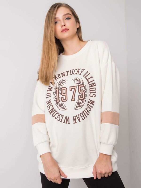 Fashionhunters Cotton oversize sweatshirt Ecru with print