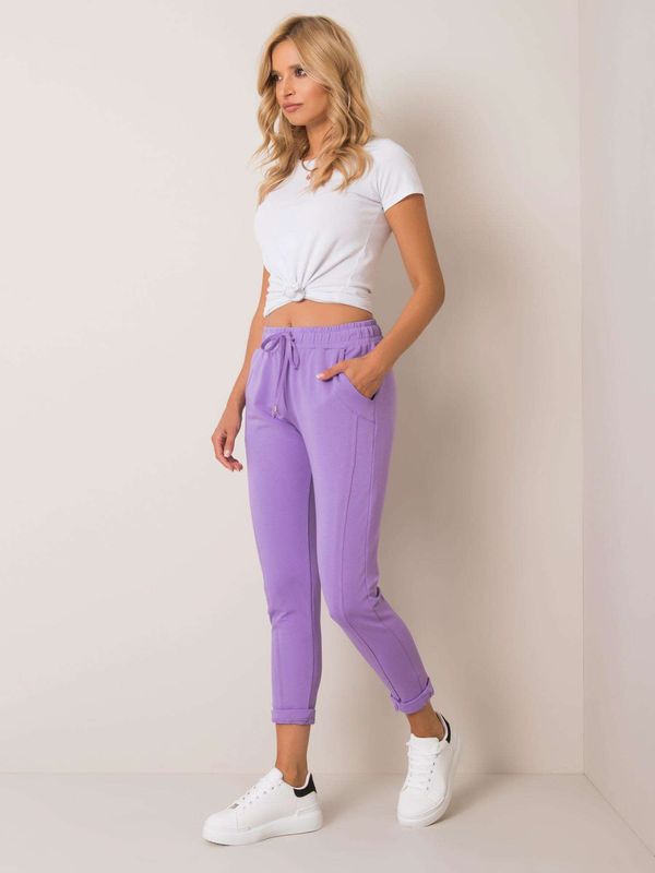 Fashionhunters Cotton purple sweatpants
