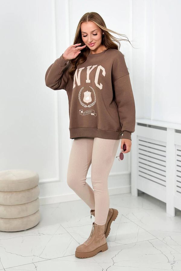 Kesi Cotton set of insulated sweatshirt + leggings brown