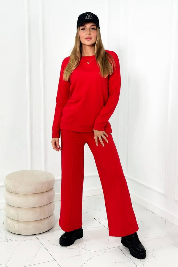 Kesi Cotton set Sweatshirt + Wide leg trousers red