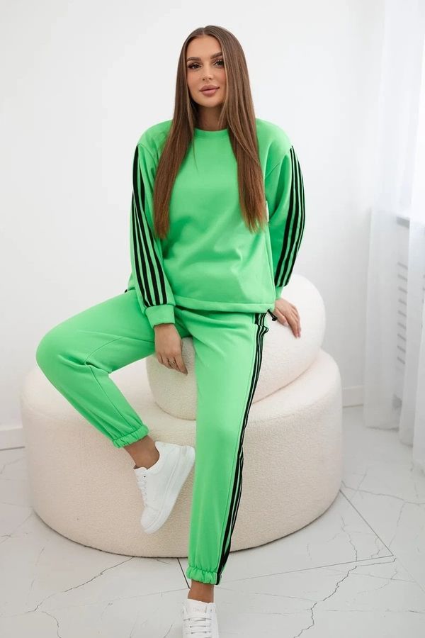 Kesi Cotton set with light green stripes