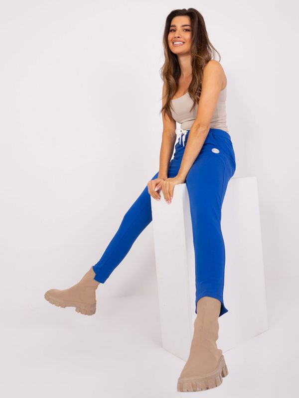 Fashionhunters Cotton sweatpants in cobalt blue