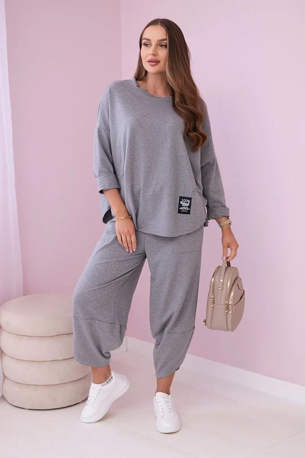 Kesi Cotton sweatshirt and trouser set grey melange