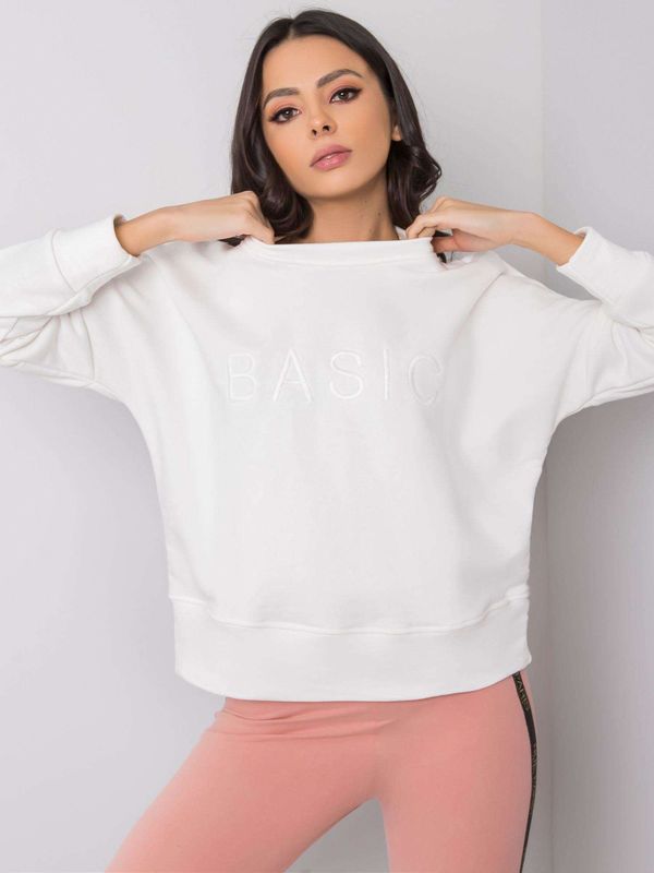 Fashionhunters Cotton women's sweatshirt Ecru