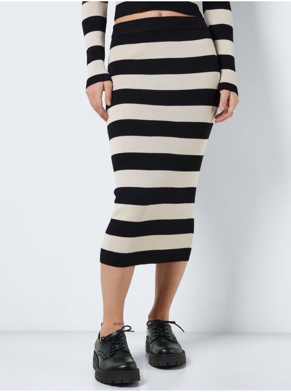 Noisy May Cream-Black Ladies Striped Sweater Midi Skirt Noisy May Jaz - Ladies