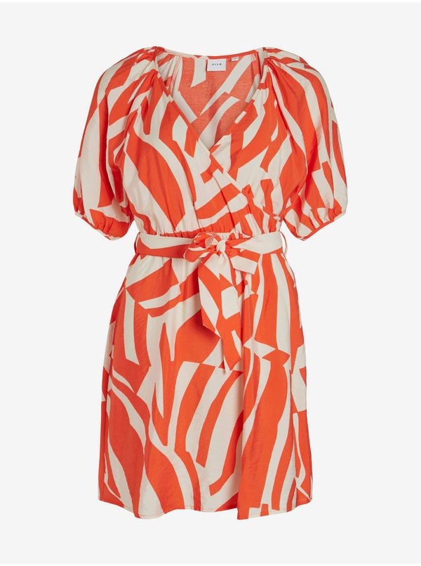 Vila Cream-orange ladies patterned dress VILA Dogma - Women