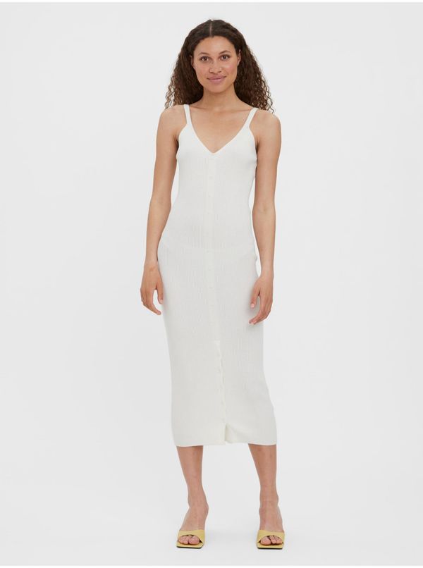 Vero Moda Cream ribbed sheath midi dress with straps VERO MODA Uzuri - Women