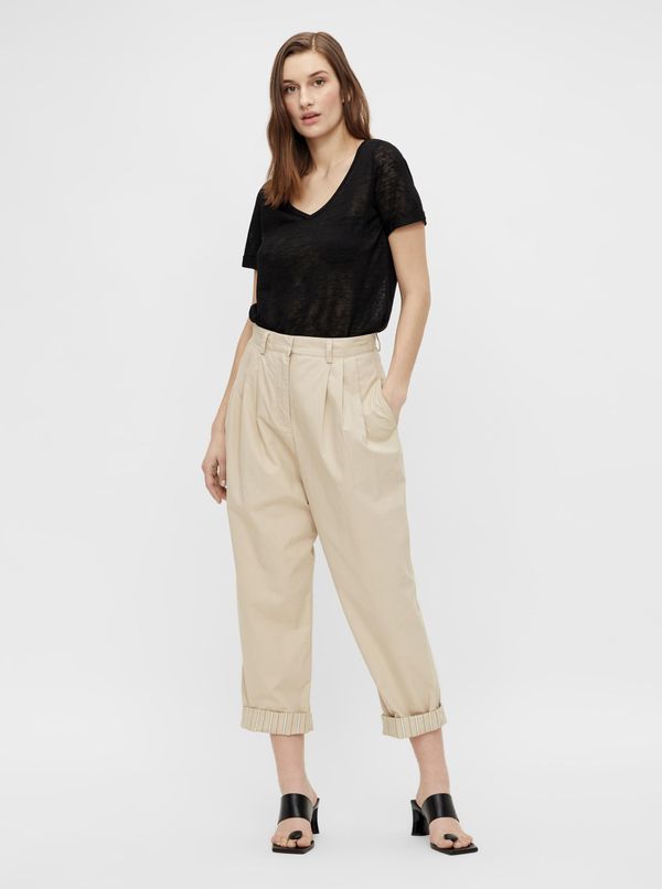 .OBJECT Cream shortened trousers . OBJECT Nancy - Women