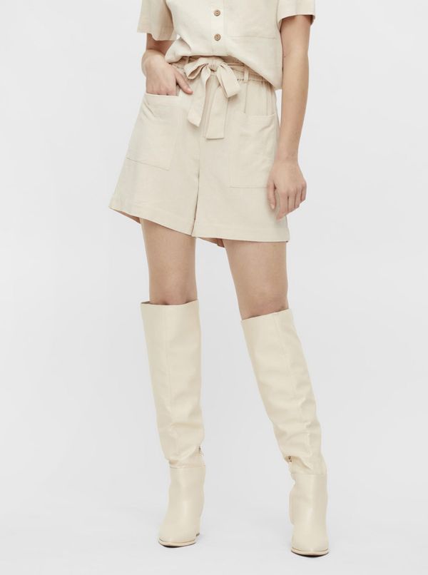 .OBJECT Cream shorts with linen blend. OBJECT Snakes - Women