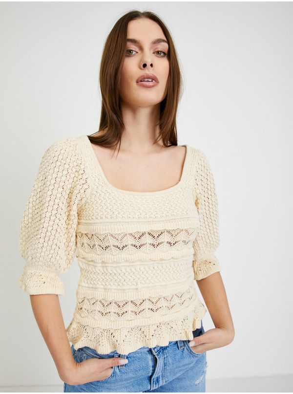 Orsay Cream sweater with balloon sleeves ORSAY
