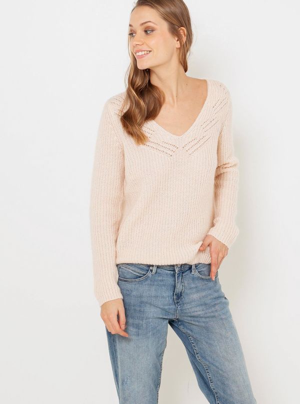 CAMAIEU Cream sweater with clamshell neckline CAMAIEU - Women