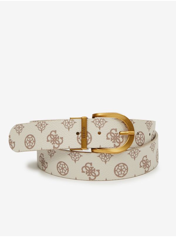 Guess Cream Women Patterned Leather Strap Guess - Women