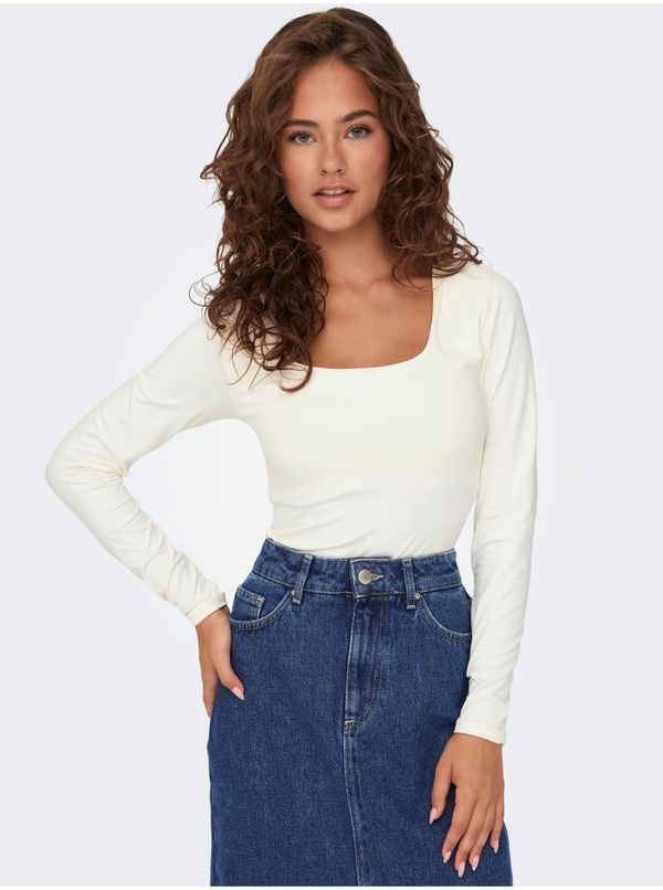 Only Cream Women's Basic Long Sleeve T-Shirt ONLY Lea - Women