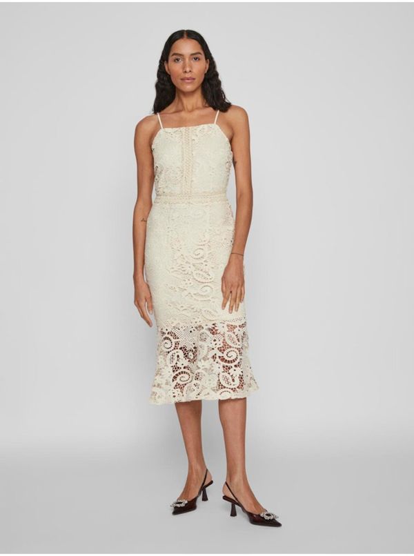 Vila Cream women's lace midi dress VILA Capella - Women's