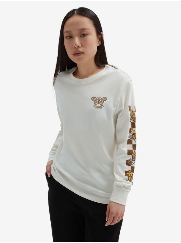 Vans Cream Women's Long Sleeve T-Shirt VANS Trippy Floral - Women