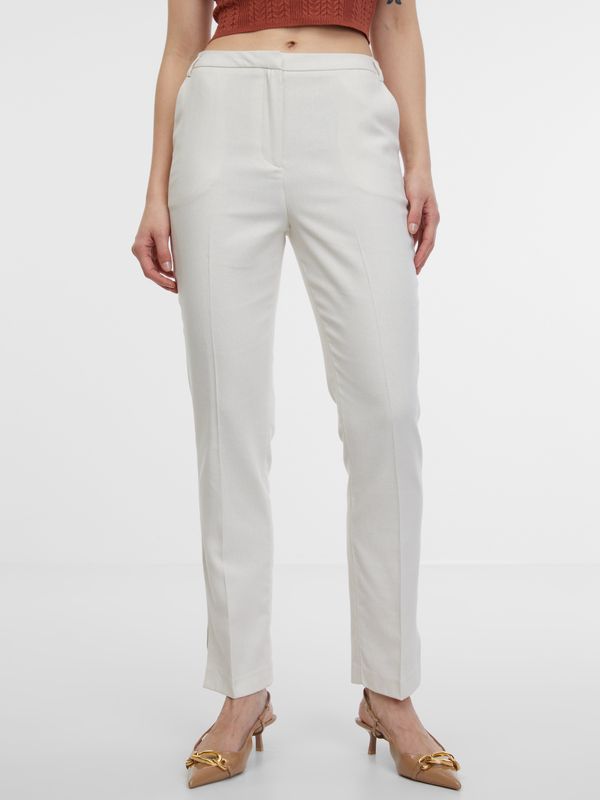 Orsay Creamy women's trousers with linen blend ORSAY