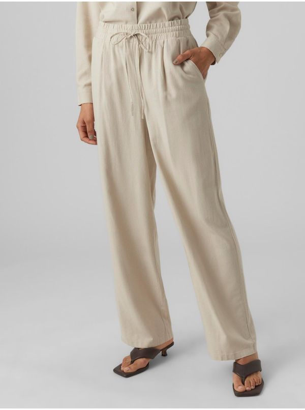 Vero Moda Creamy women's trousers with linen blend Vero Moda Jesmilo - Women