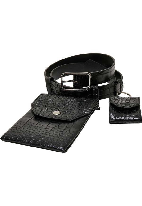 Urban Classics Accessoires Croco synthetic leather strap with black/silver sheath