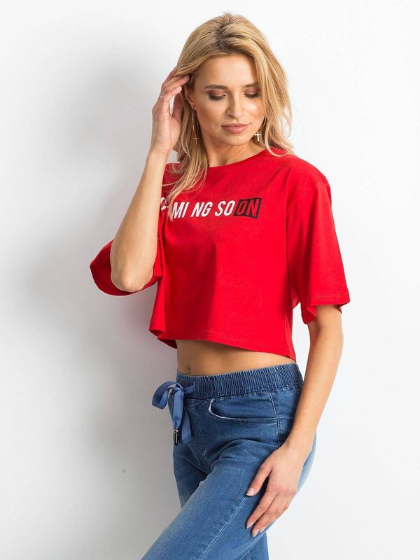 Yups Cropped blouse with text print red