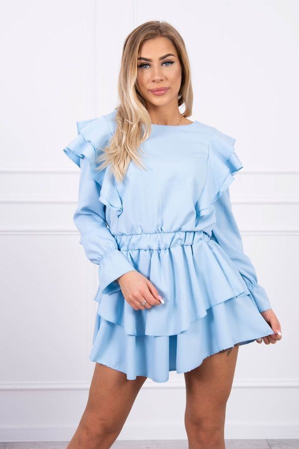 Kesi Cyan dress with vertical ruffles