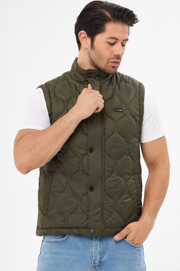 D1fference D1fference Men's Waterproof And Windproof Onion Pattern Quilted Khaki Vest