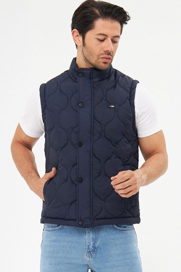 D1fference D1fference Men's Waterproof And Windproof Onion Pattern Quilted Navy Blue Vest