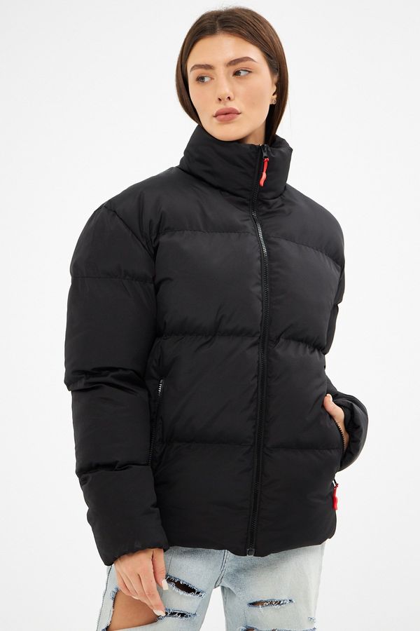 D1fference D1fference Women's Black Inner Lined Water And Windproof Puffer Winter Coat