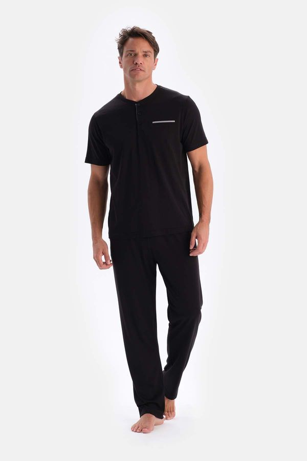 Dagi Dagi Black Half Pop Short Sleeve Shorts Trousers Triple Pajamas Set