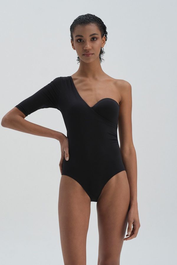 Dagi Dagi Black One-Shoulder Trojan. Sleeve Swimwear