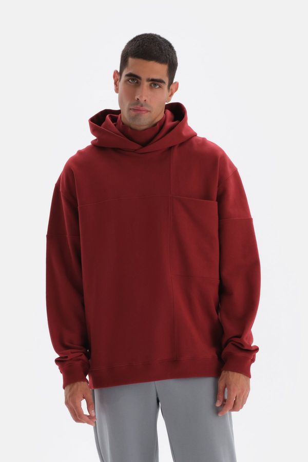 Dagi Dagi Claret Red Pocket Detailed Hooded Sweatshirt