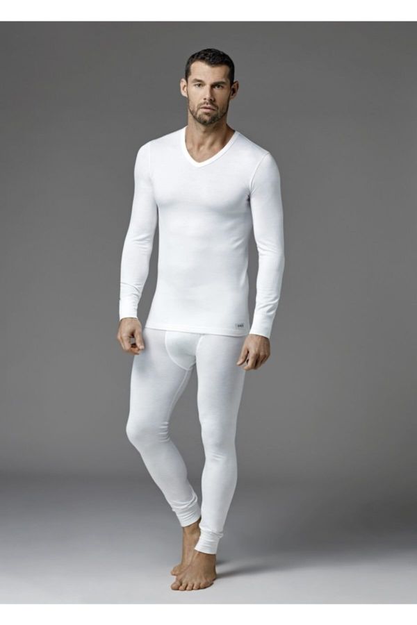 Dagi Dagi Ecru V-Neck Men's Long Sleeve Top Thermal Underwear