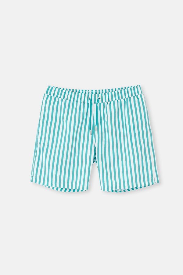 Dagi Dagi Green-White Striped Mini Shorts
