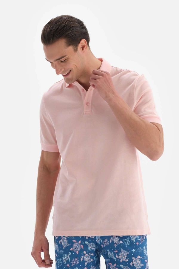 Dagi Dagi Light Pink Pique Polo Neck T-shirt
