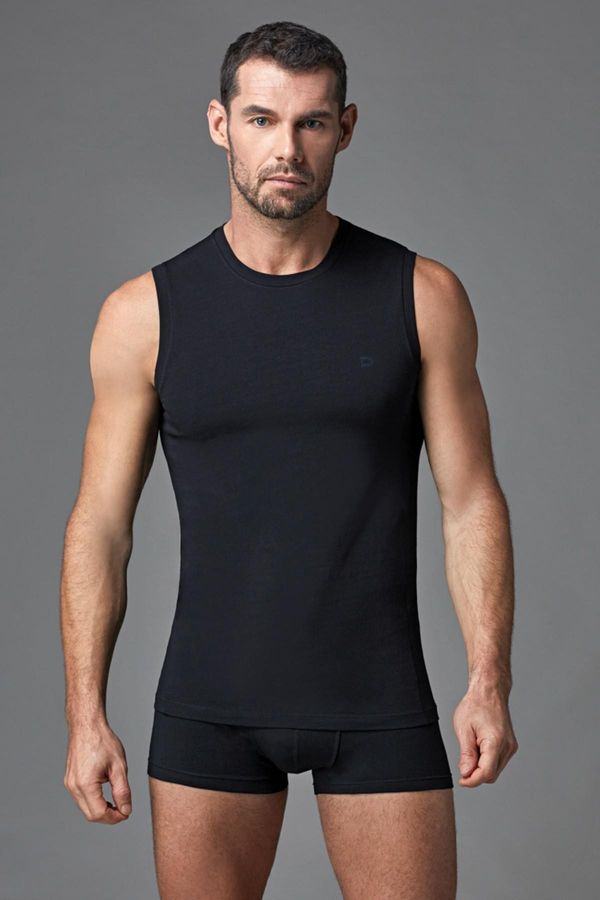 Dagi Dagi Men's Black Crew Neck Combed Cotton Sleeveless Undershirt