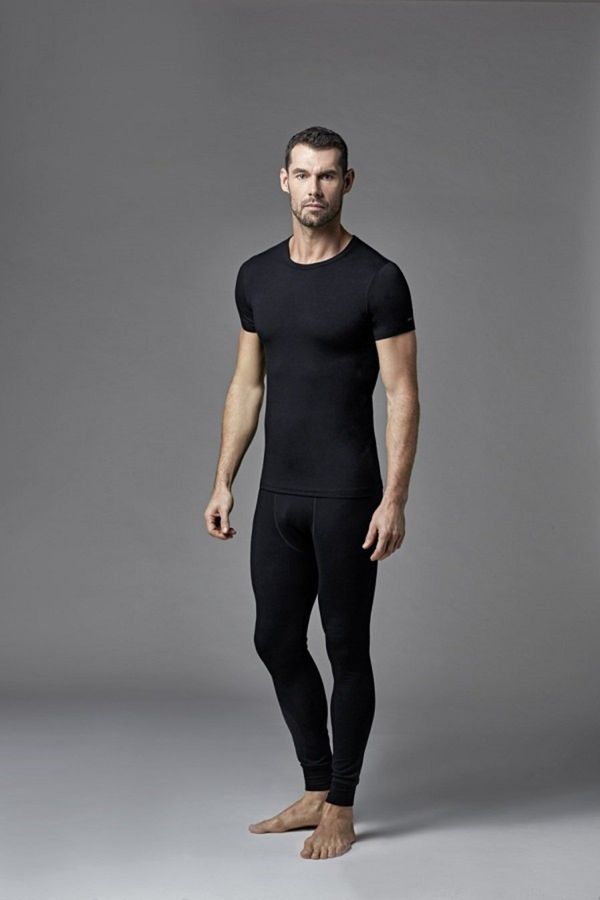 Dagi Dagi Men's Black Crew Neck Short Sleeve Top Thermal Underwear