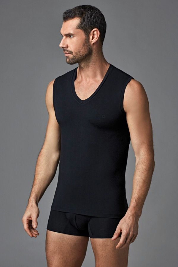 Dagi Dagi Men's Black V-Neck Micro Modal Sleeveless Undershirt