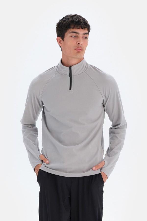 Dagi Dagi Men's Light Gray Zipper Collar Sweatshirts