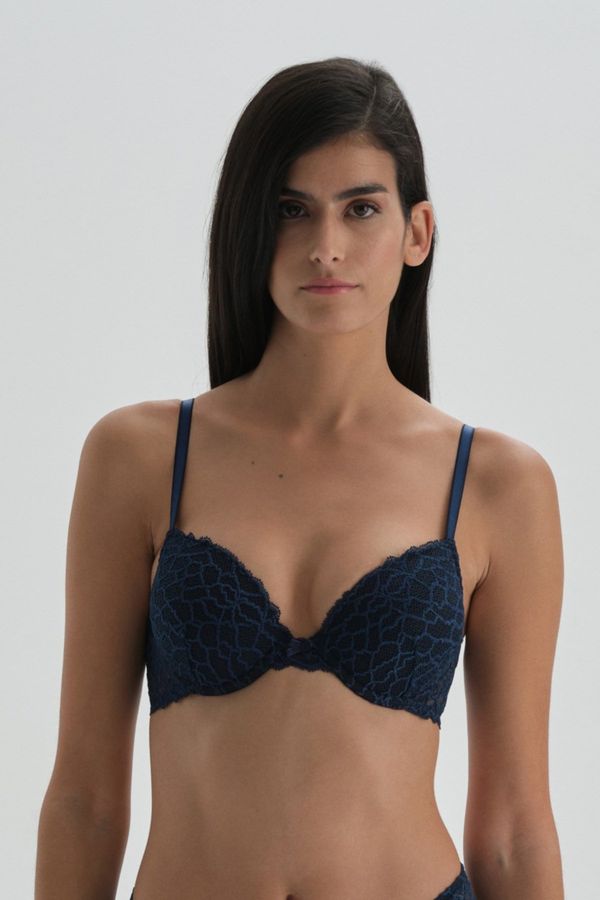 Dagi Dagi Navy Blue Half-Painted Lace T-Shirt Bra