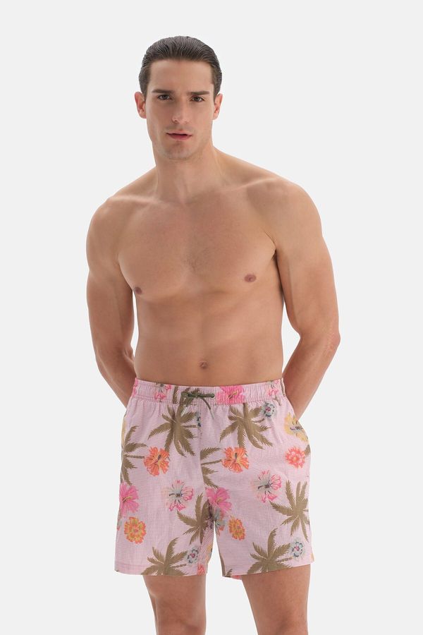 Dagi Dagi Pink Striped Flower Design. Medium Shorts