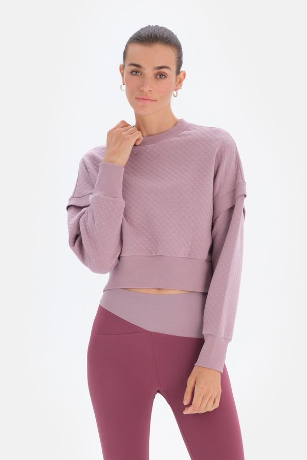 Dagi Dagi Women's Lilac Quilted Crop Sweatshirts