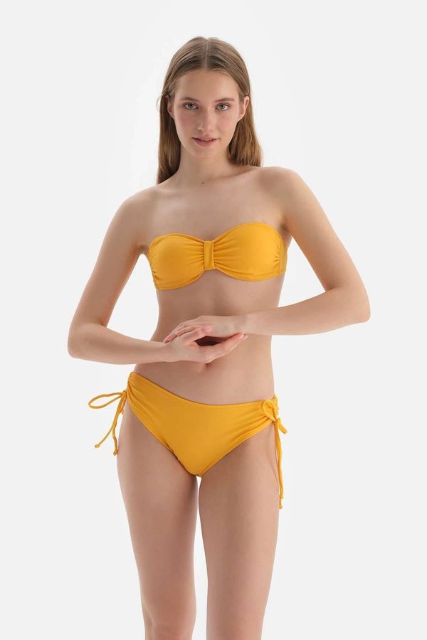 Dagi Dagi Yellow Pleated Side Bikini Bottom