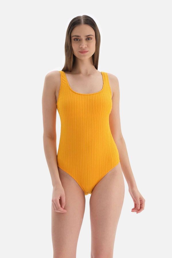 Dagi Dagi Yellow U-Neck Thick Straps Swimsuit