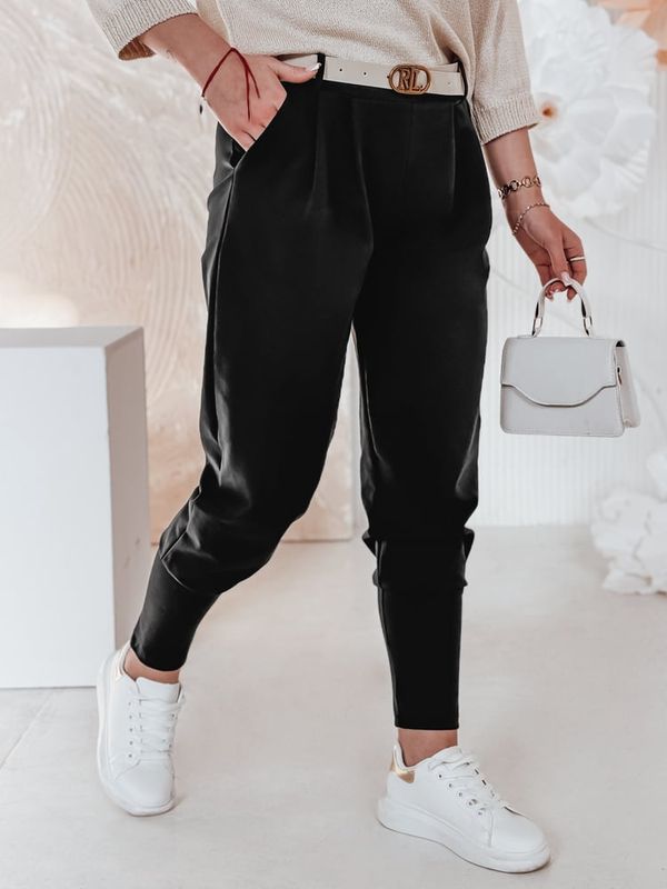 DStreet Damskie spodnie chinosy onesize z paskiem KLASSIA czarne Dstreet