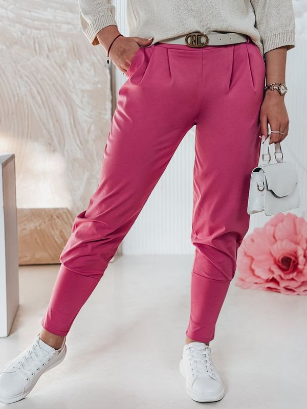 DStreet Damskie spodnie chinosy onesize z paskiem KLASSIA fuksja Dstreet