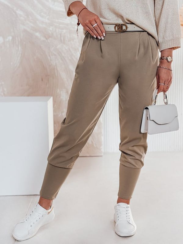 DStreet Damskie spodnie chinosy onesize z paskiem KLASSIA mokka Dstreet