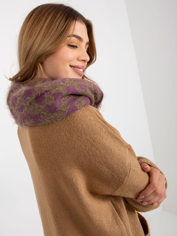 Fashionhunters Dark beige and purple winter chimney with patterns