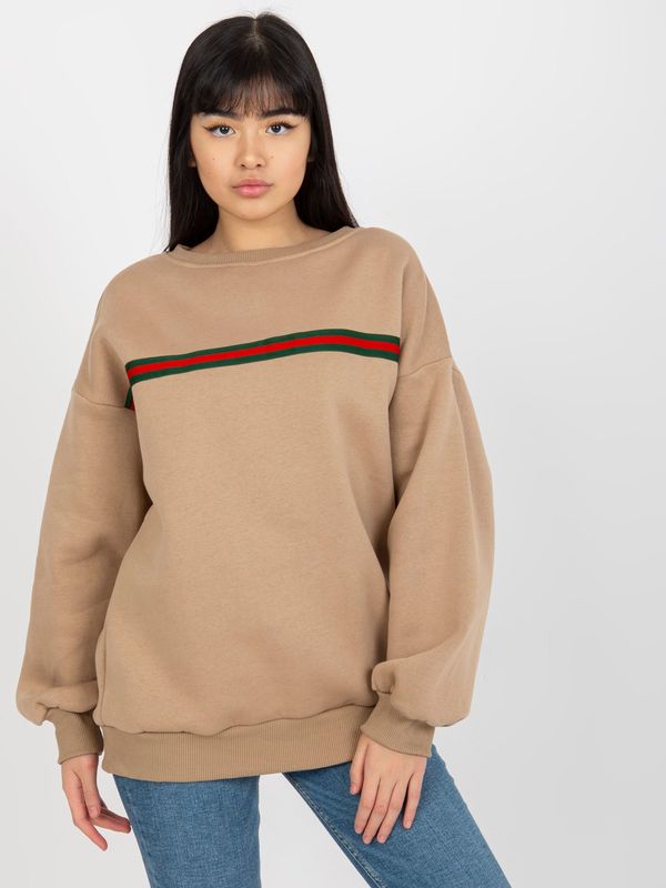 Fashionhunters Dark beige oversize hoodie